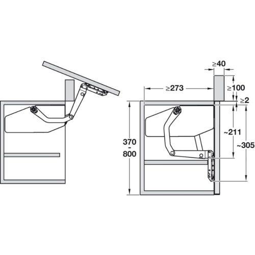 Bộ hộp lực Hafele 372.34.611 4 Kích thước bộ hộp lực Hafele 372.34.611