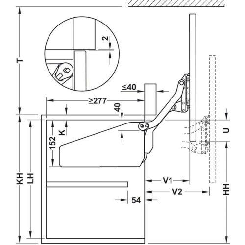 Phụ kiện tay nâng Hafele 372.33.632 6 Kích thước phụ kiện tay nâng Hafele 372.33.632