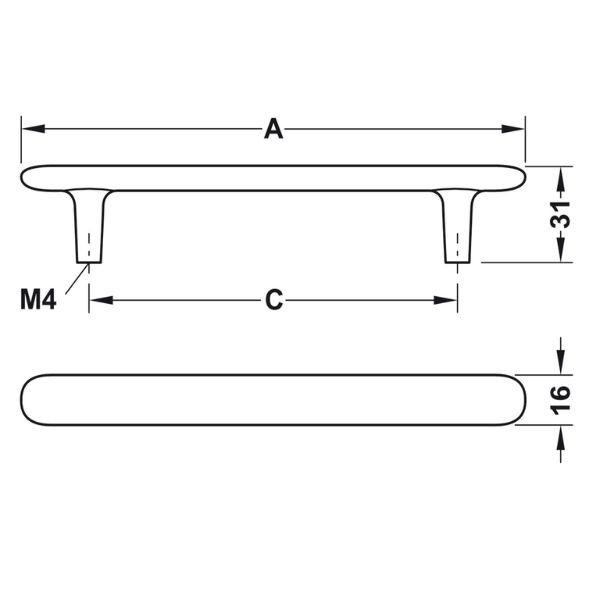 Kích thước Tay nắm Hafele H2135 106.70.101 Kích thước Tay nắm Hafele H2135 106.70.101