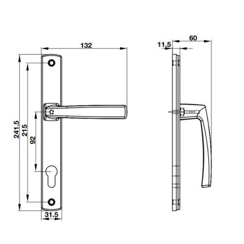 Kích thước Tay nắm Hafele HL949CD-92 905.99.627