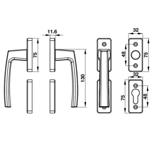 Kích thước Tay nắm Hafele HL949D 905.99.638