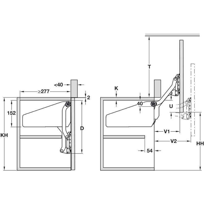 Lắp dặt tay nâng Hafele 372.33.631 Lắp dặt tay nâng Hafele 372.33.631