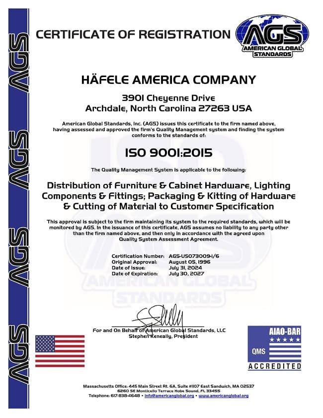 Häfele America Company tái chứng nhận ISO 9001:2015 giai đoạn 2024–2027 1 häfele america company tái chứng nhận ISO 9001:2015 giai đoạn 2024–2027