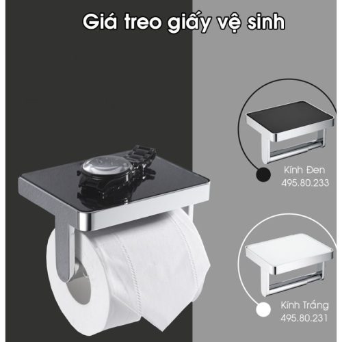 Giá treo giấy vệ sinh mặt kính trắng Hafele 495.80.231 3 Giá treo giấy vệ sinh mặt kính trắng Hafele 495.80.231