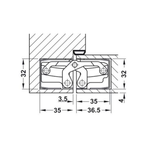 Chi tiết bản lề âm cửa màu bạc Hafele 924.17.224