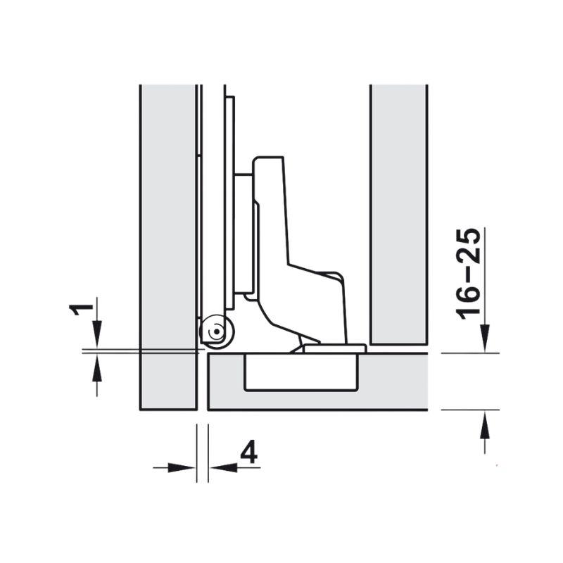 Chi tiết bản lề lọt lòng giảm chấn Hafele 408.00.400 Chi tiết bản lề lọt lòng giảm chấn Hafele 408.00.400