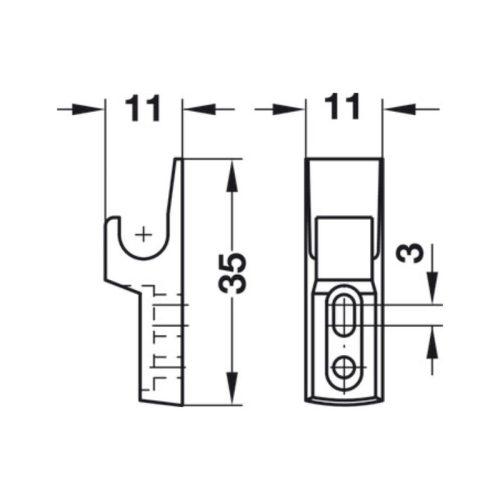 Chặn cửa Mini-Latch Hafele 245.54.701 5 Chi tiết chặn cửa Mini-Latch Hafele 245.54.701