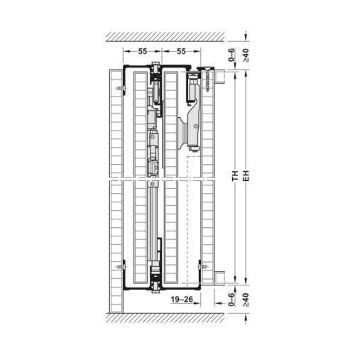 Cửa trượt xếp bằng gỗ Hafele 408.31.008 5 Chi tiết cửa trượt xếp bằng gỗ Hafele 408.31.008