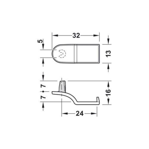 Chi tiết đầu nối mặt sau ngăn kéo gỗ Hafele 262.11.115