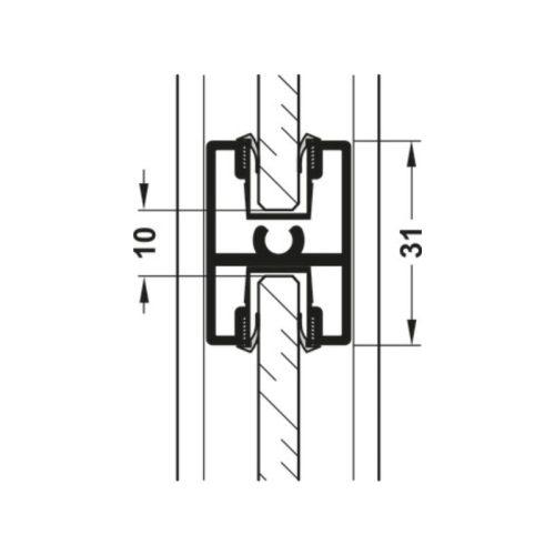 Chi tiết khung chia giữa Slido R-Aluflex Hafele 403.52.930