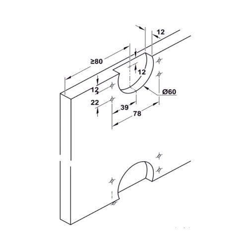 Chi tiết phụ kiện cửa trượt tủ Slido F-Line18 50A Hafele 401.30.016