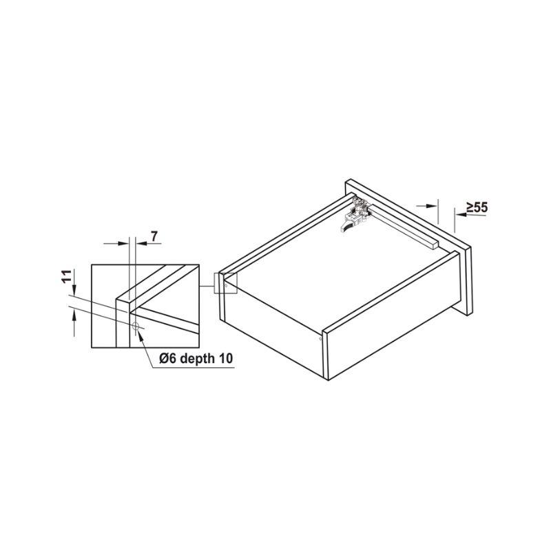 Chi tiết ray âm EPC Evo Hafele 433.32.076 Chi tiết ray âm EPC Evo Hafele 433.32.076