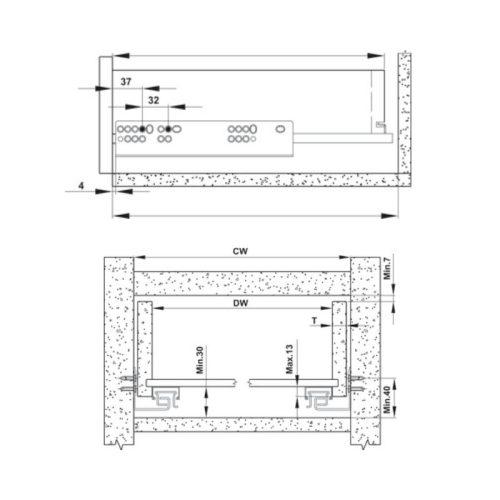 Ray âm Matrix UM Hafele 433.32.136 5 Chi tiết ray âm Matrix UM Hafele 433.32.136