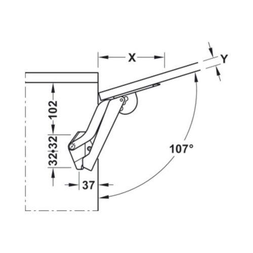 Tay nâng Free Space D Hafele 372.27.352 5 Chi tiết tay nâng Free Space D Hafele 372.27.352