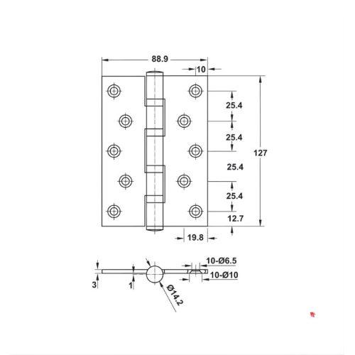 Bản lề lá DIY Hafele 489.05.025 127x89x3mm-4BB SSS 3 kich thuoc ban le la diy hafele 489 05 025 127x89x3mm 4bb sss