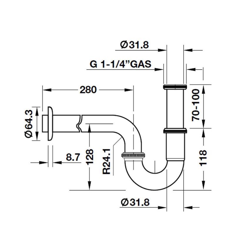Bẫy nước S-Trap Hafele 495.61.241 Bẫy nước S-Trap Hafele 495.61.241