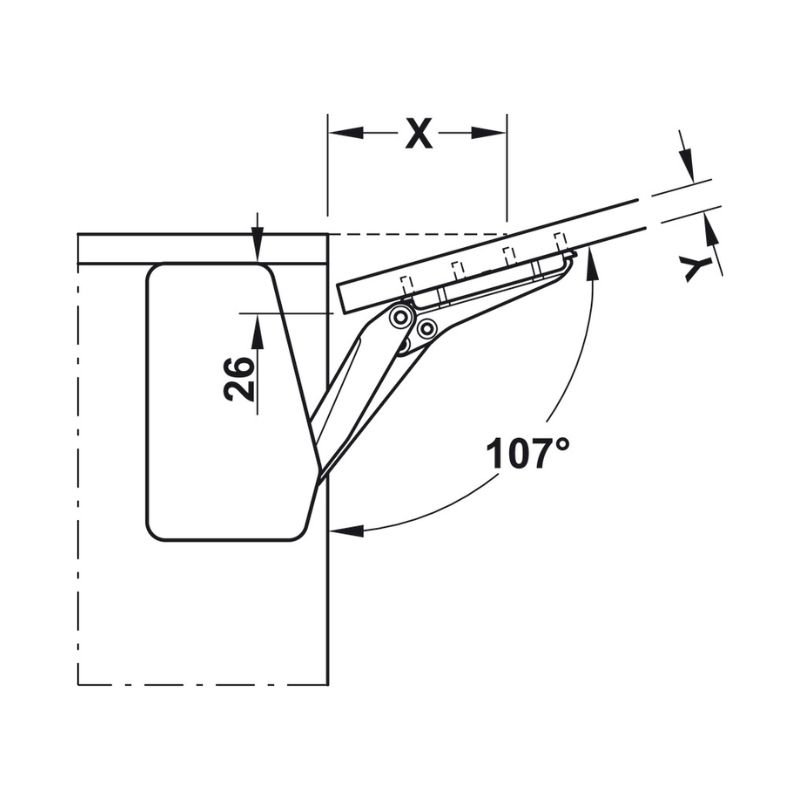 Kích thước bộ hộp lực Free Flap 1.7 Model B Hafele 372.91.407 Kích thước bộ hộp lực Free Flap 1.7 Model B Hafele 372.91.407
