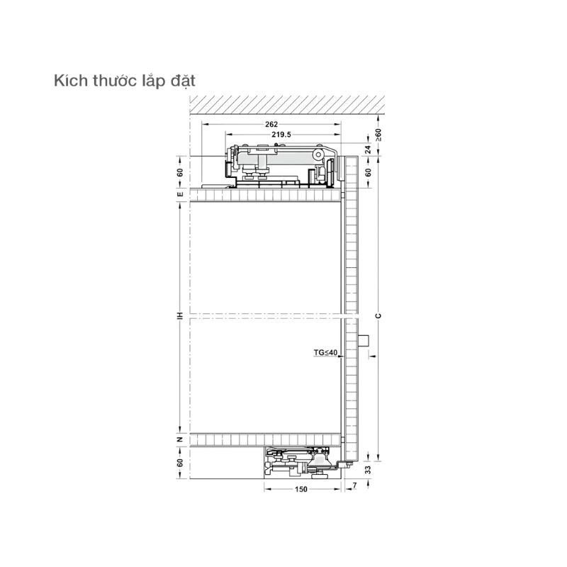 Kích thước bộ phụ kiện cửa trượt bằng mặt M 50F FB Hafele 406.11.287 Kích thước bộ phụ kiện cửa trượt bằng mặt M 50F FB Hafele 406.11.287