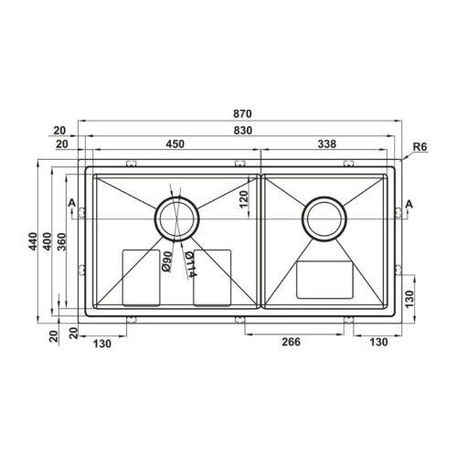 Chậu bếp SUS WS R10 HS25-SSN2S-8744 Hafele 567.94.022 3 Chậu bếp SUS WS R10 HS25-SSN2S-8744 Hafele