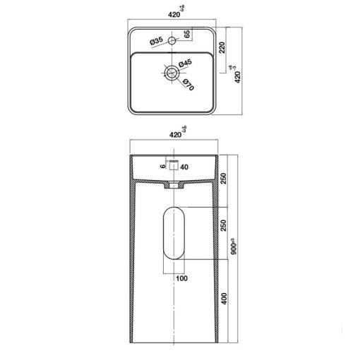 Chậu Lavabo HVN3002 Hafele 588.87.400 4 Chậu Lavabo HVN3002 Hafele 588.87.400