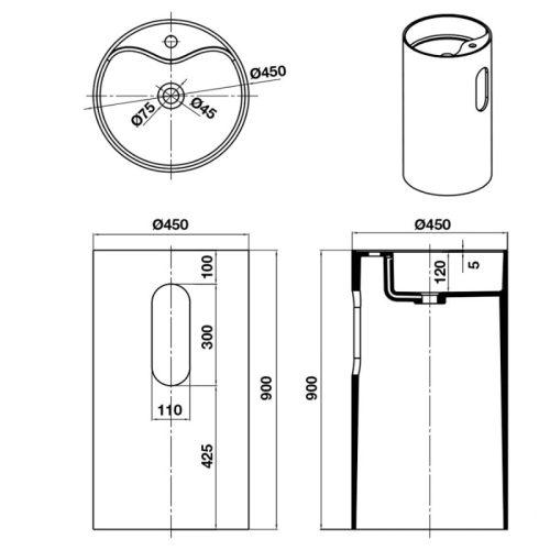 Chậu Lavabo HVN3009 Hafele 588.87.401 3 Chậu Lavabo HVN3009 Hafele 588.87.401