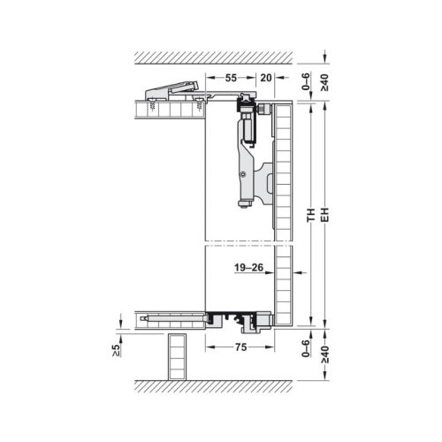Cửa trượt xếp bằng gỗ Hafele 408.31.008 4 Kích thước cửa trượt xếp bằng gỗ Hafele 408.31.008