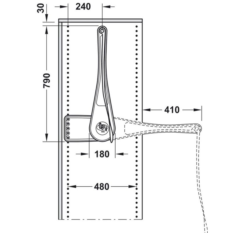 Kích thước Giá treo quần áo nâng hạ Hafele 805.21.901 Kích thước Giá treo quần áo nâng hạ Hafele 805.21.901