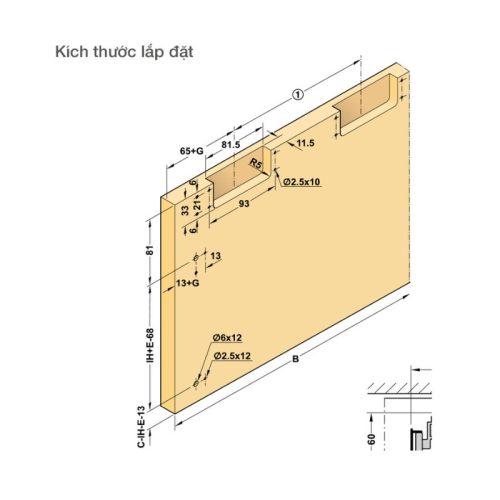 Phụ kiện cửa trượt bằng mặt Hafele 406.11.224 4 Kích thước lắp đặt phụ kiện cửa trượt bằng mặt Hafele 406.11.224