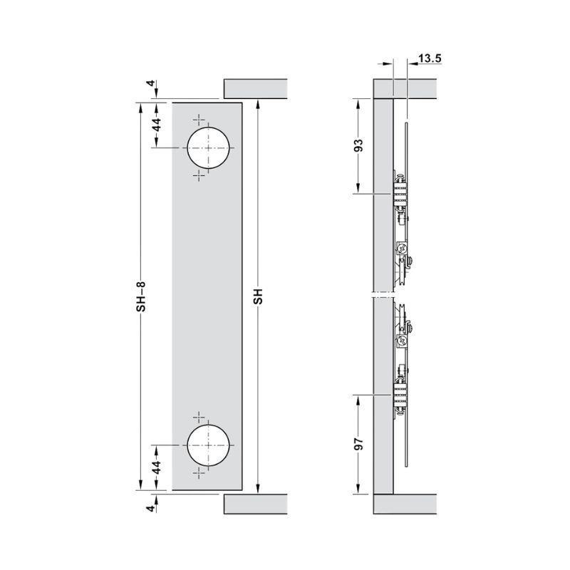 Kích thước phụ kiện cửa trượt Slido F-Park71 16B Hafele 408.25.010 Kích thước phụ kiện cửa trượt Slido F-Park71 16B Hafele 408.25.010