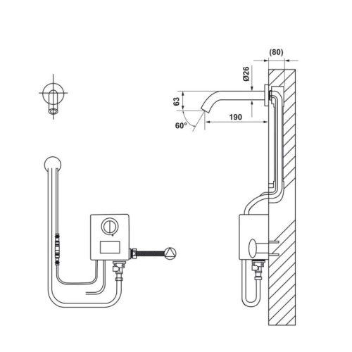Vòi nước cảm ứng gắn tường Hafele 589.64.002 3 Vòi nước cảm ứng gắn tường Hafele 589.64.002