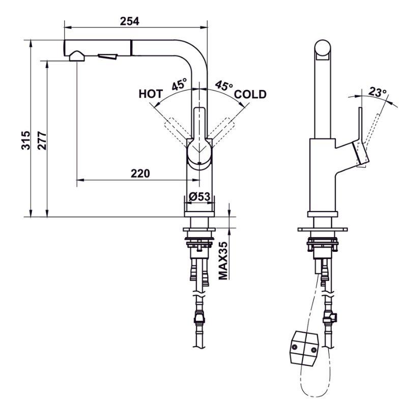 Vòi rửa chén LUX-P HT25-SH1P315 Hafele 570.85.048 Vòi rửa chén LUX-P HT25-SH1P315 Hafele 570.85.048