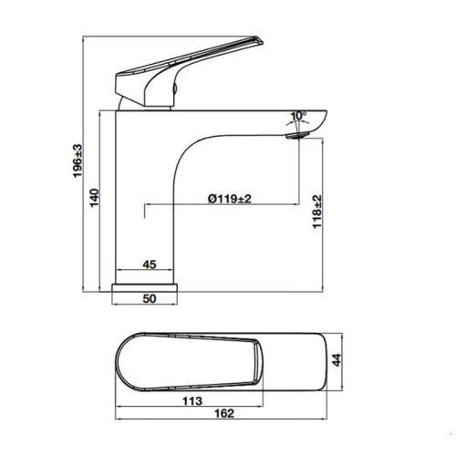 Vòi trộn lavabo Vigor II 118 Hafele 589.15.182 4 Vòi trộn lavabo Vigor II 118 Hafele 589.15.182