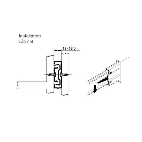 Lắp đặt ray bi không giảm chấn 400mm Hafele 494.02.463