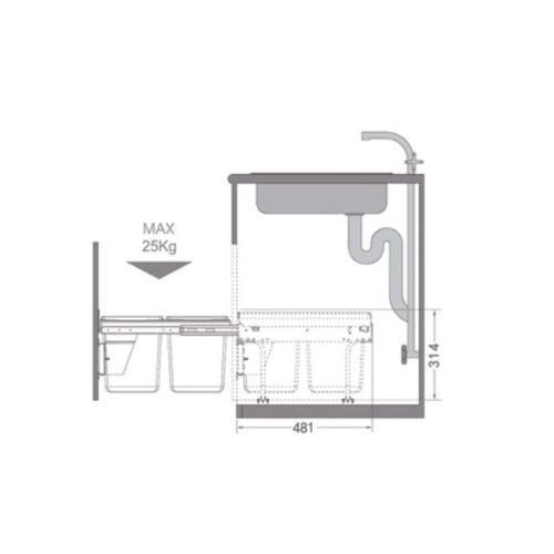 Thùng rác Hafele 503.39.631 4 Lắp đặt Thùng rác Hafele 503.39.631