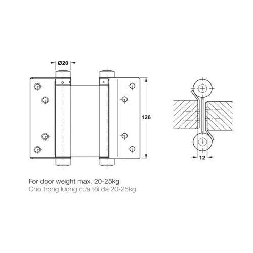 Bản lề bật 2 chiều Hafele 927.97.060 3 Thông số bản lề bật 2 chiều Hafele 927.97.060