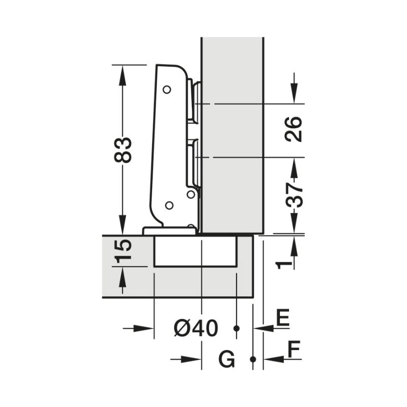 Thông số bản lề trùm ngoài Hafele 327.22.510 Thông số bản lề trùm ngoài Hafele 327.22.510