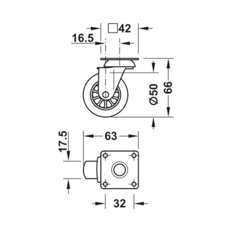 Thông số Bánh xe cho đồ nội thất Hafele 661.39.961 Thông số Bánh xe cho đồ nội thất Hafele 661.39.961