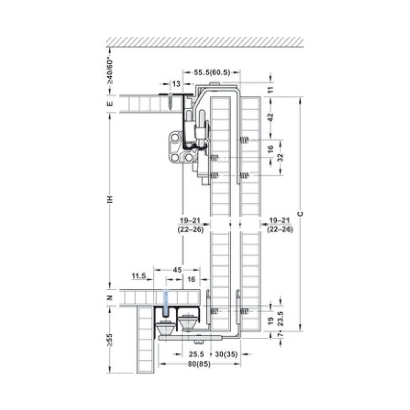 Thông số bộ cửa lùa 2 cánh F-Li42 50B Hafele 400.51.167 Thông số bộ cửa lùa 2 cánh F-Li42 50B Hafele 400.51.167