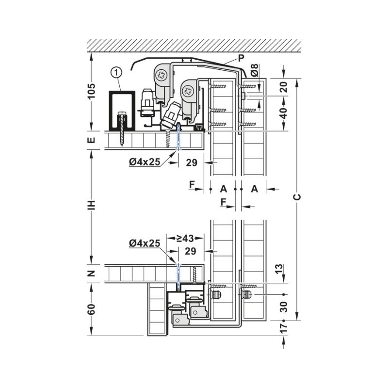 Thông số bộ F-Line44 80A 2 cánh giảm chấn Hafele 407.41.014 Thông số bộ F-Line44 80A 2 cánh giảm chấn Hafele 407.41.014