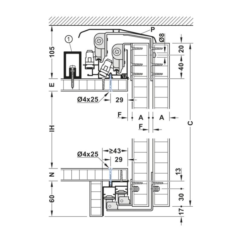 Thông số bộ phụ kiện cửa trượt Slido F-Line44 80A Hafele 407.41.018 Thông số bộ phụ kiện cửa trượt Slido F-Line44 80A Hafele 407.41.018