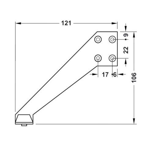 Chặn cửa khung trên mở trái Hafele 937.13.583 5 Thông số chặn cửa khung trên mở trái Hafele 937.13.583