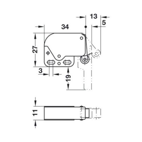 Chặn cửa Mini-Latch Hafele 245.54.701 4 Thông số chặn cửa Mini-Latch Hafele 245.54.701