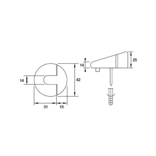 Thông số chặn cửa sàn gắn sàn Hafele 937.53.526