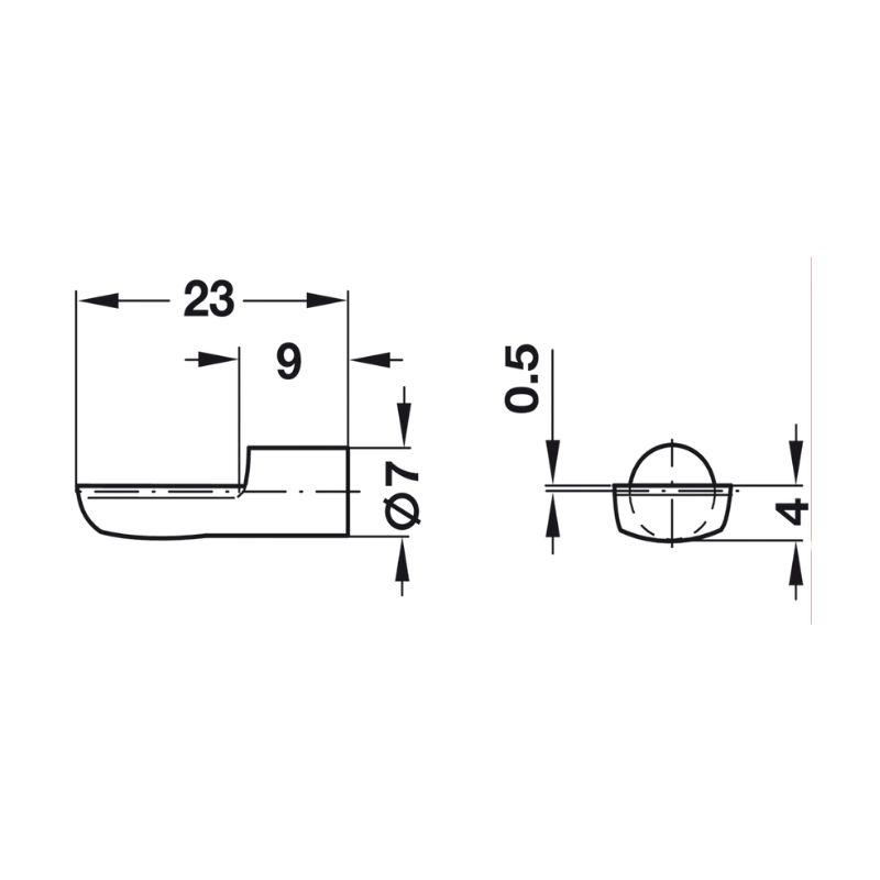 Thông số chốt đỡ kệ 7mm Hafele 282.01.505 Thông số chốt đỡ kệ 7mm Hafele 282.01.505