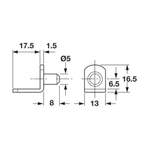 Chốt đỡ kệ có lỗ bắt vít Hafele 282.11.710 3 Thông số chốt đỡ kệ có lỗ bắt vít Hafele 282.11.710