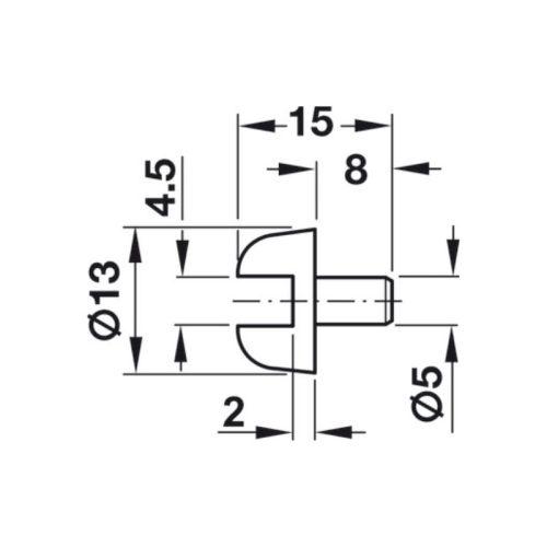 Thông số chốt đỡ kệ kính Hafele 287.28.770