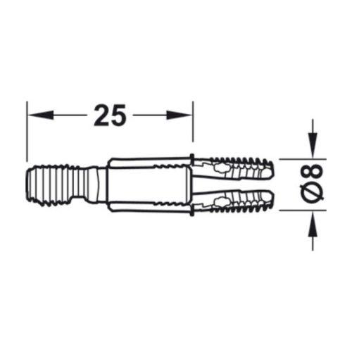 Thông số chốt liên kết SC 8/25 Hafele 262.11.112