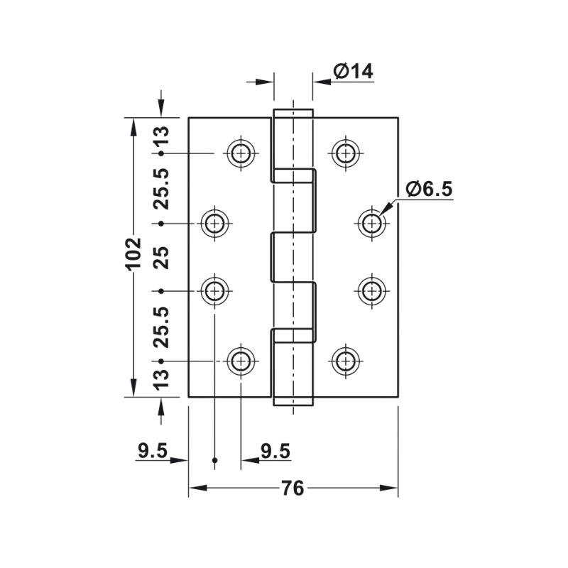 Thông số chung bản lề lá 2 vòng bi Hafele 926.98.060 Thông số chung bản lề lá 2 vòng bi Hafele 926.98.060