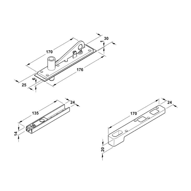 Thông số chung bản lề sàn DCL41 EN5 250kg Hafele 932.84.040 Thông số chung bản lề sàn DCL41 EN5 250kg Hafele 932.84.040