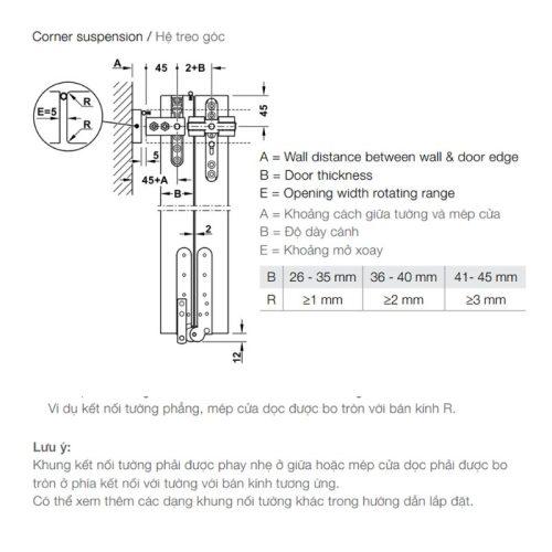 Phụ kiện cửa trượt xếp Hafele 940.42.511 5 Thông số chung phụ kiện cửa trượt xếp Hafele 940.42.511